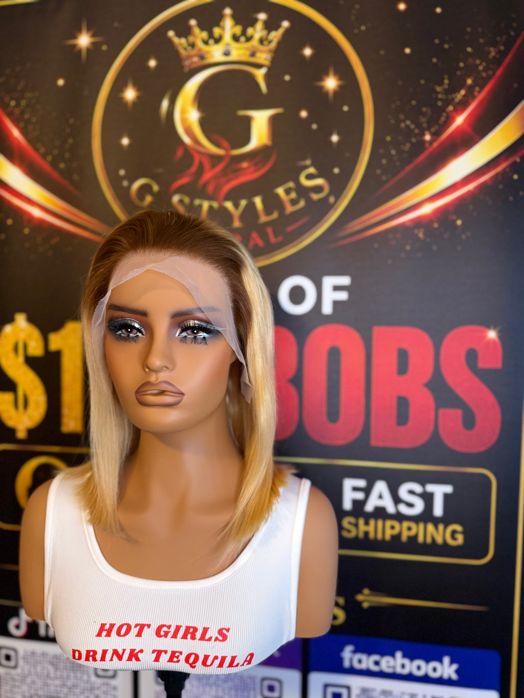 613/Brown Roots 12 Inch Bob Wig